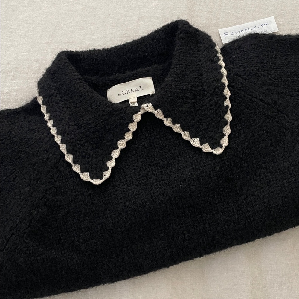 The Great. The Crochet Collar Pullover in Black. Size 0. - Picture 8 of 8